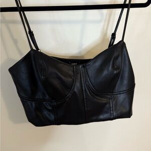 Express Black Faux Leather Top